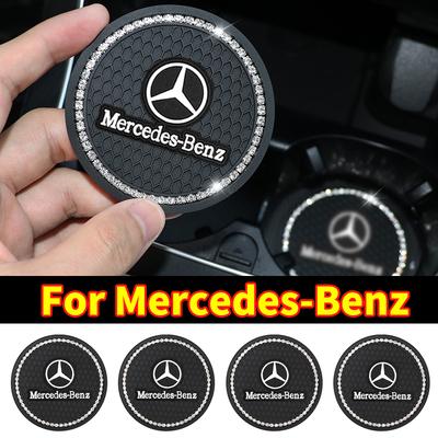 2PCS Diamond Car Coaster Water Cup Holder Anti-slip Pad Non-slip Mat for Mercedes Benz AMG A B C E R G Class W212 W176 W211 W108