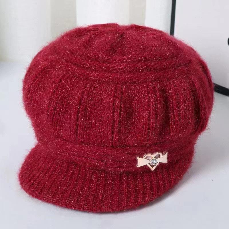 Elegant Wool Warm Hat with Decorative Flower and Embellishment