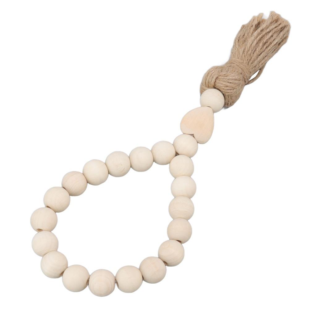 Light Brown Farmhouse Wooden Bead Strand Hanging Tassel Bead Ornament Tray Tabletop Bead Layout