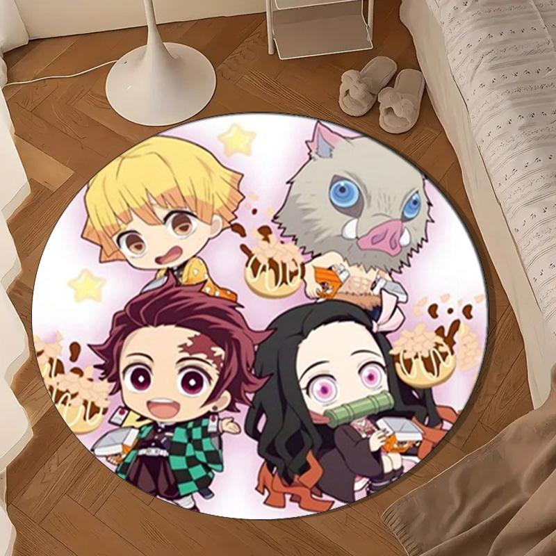 Chibi Characters Demon Round Mat, Anti-slip Circle Carpet Chair Rug For livingroom,Bedroom, Doormat Home Decor Gift Christmas Gifts