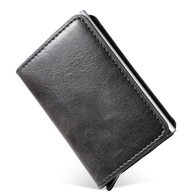 RFID anti-theft brush aluminum box card bag carbon fiber pattern credit card box automatic pop-up card bag multi-card position wallet