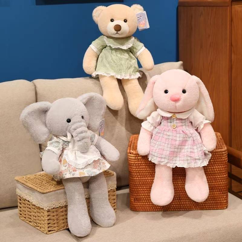 The Latest Dress Wearing Animal Doll Kawaii Stuffed Plush Toy Figurine Cartoon Anime Cute Gift Doll for Friends Christmas