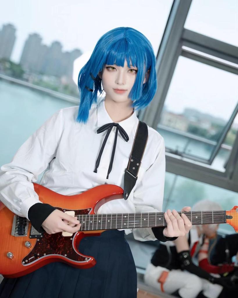 Ryo Yamada Cosplay Costume with Composer and Lyricist of Full Set for Perfect for School Festivals Ryo Wig Size [Excellent Quality] Wig, Bocchizarock,