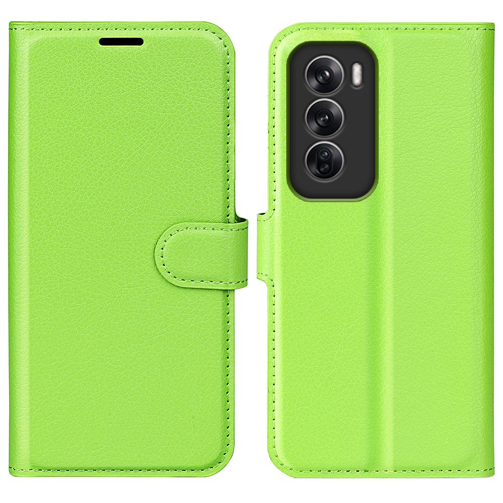 

For Oppo Reno12 5G (Global) Wallet Case Litchi Texture Leather Phone Cover Green