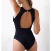 European and American Fashion New Solid Color Splicing Women's One-piece Swimsuit