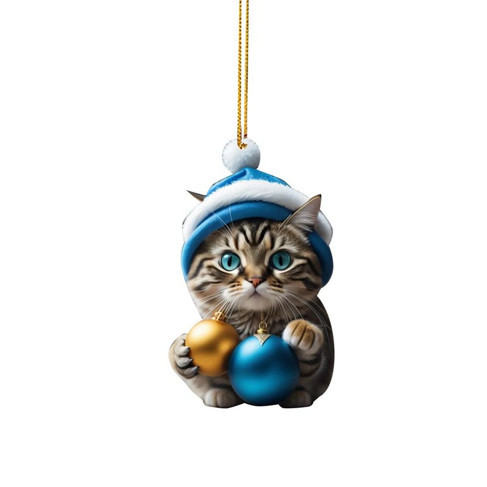 8 Stück süße Katze zum Aufhängen, Dekoration, Party, Festival, Acryl, Katzenornament, Weihnachtsbaum-Anhänger
