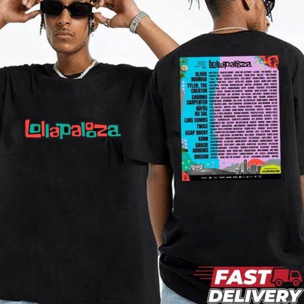 Lollapalooza 2026 Festival Line Up At Grant Park Chicago Two Sides T-Shirt S-4XL XXXL