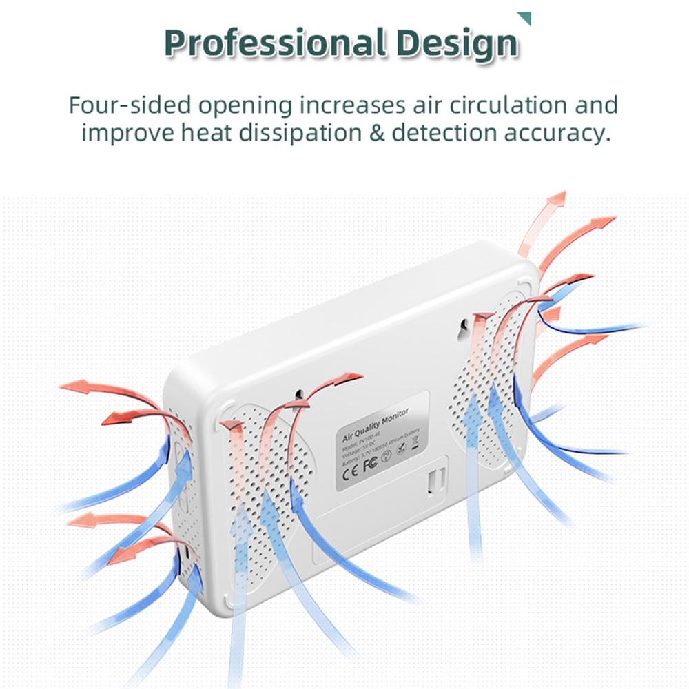 4 In 1 WiFi Air Quality Meter Carbon Dioxide Detector Agricultural Production CO2 Temperature Humidity Tester Time Alarm Clock with LED Screen Display