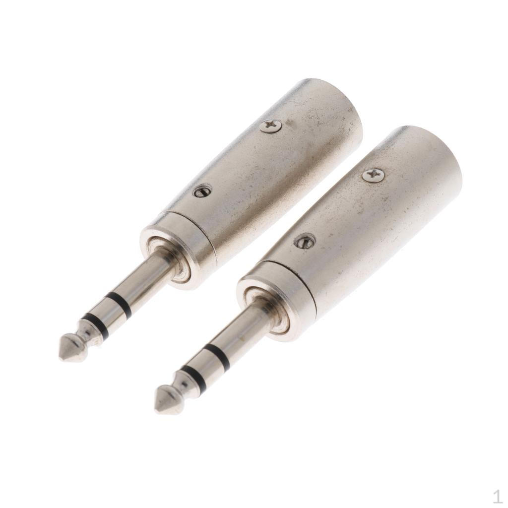 2 Pack Of XLR MALE Plug With 3 Pin To 6.35mm Stereo Jack Microphone Adapter
