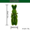 Flocked Easter Bunny Figurine Statue Sculpture with Bowknot for Indoor Desktop