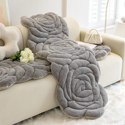 Rose Shape Sofa Seat Cushion Cover Non Slip Long Chair Slipcover Super Soft Faux Rabbit Velvet Cushion Towel Dustproof Covers