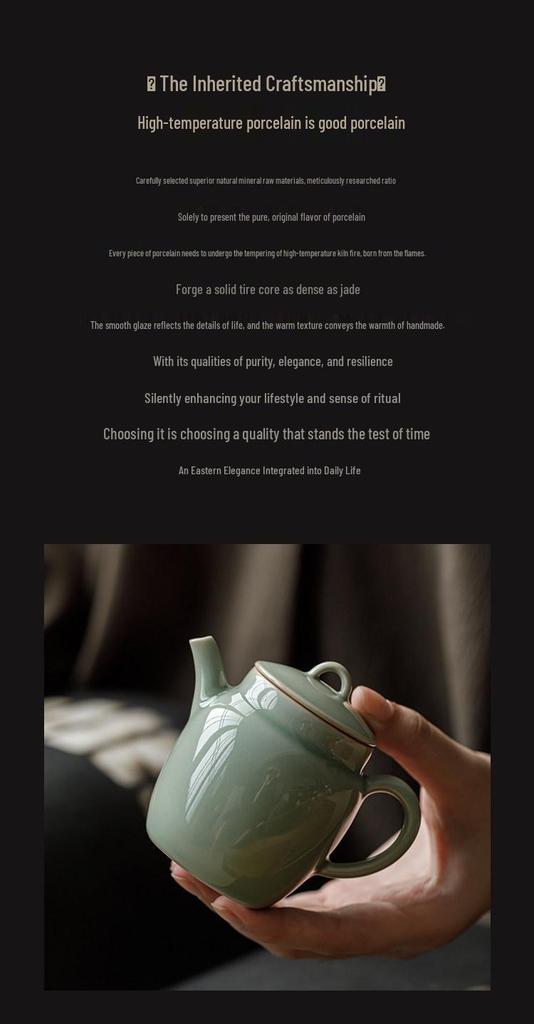Moonlit Retro Ceramic Teapot with Infuser - New Chinese Style Single Pot for Home Use, Filter Holes for Tea Brewing.