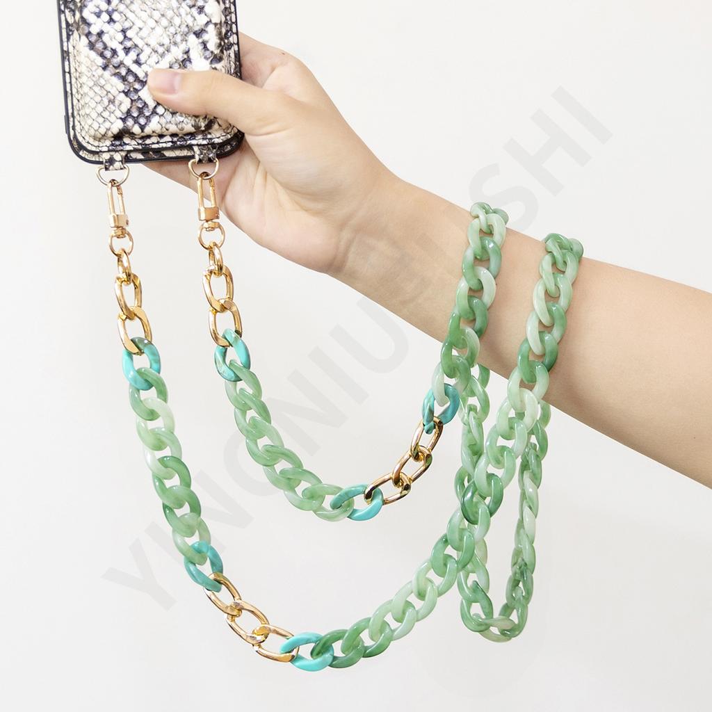 New acrylic color neck anti-lost mobile phone chain, convenient messenger hand carry fashionable mobile phone case hanging chain