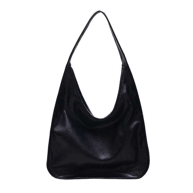 High Quality Women Single Shoulder Bag Large Capacity Solid Pu Leather Female Tote Bag Classic Vintage Textured Ladies Handbag