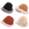 Casual Japanese Large Wide Brim Winter Women Hat Plush Bucket  Hat Korean Style Beanies Woolen