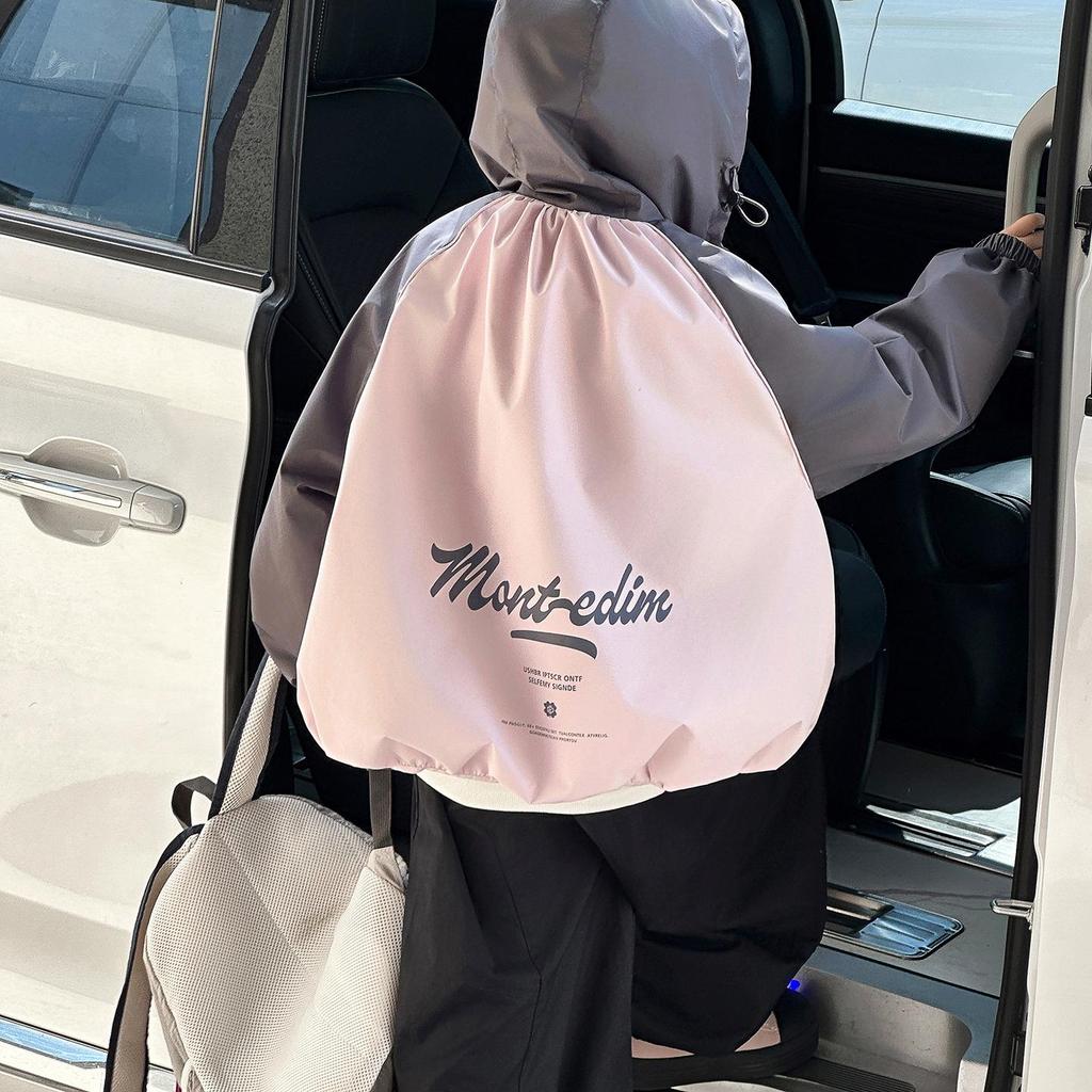 Girls' Color Block Hooded Windbreaker Jacket - 2025 Autumn Trend, Stylish Raglan Sleeve Fashion for Medium & Large Children