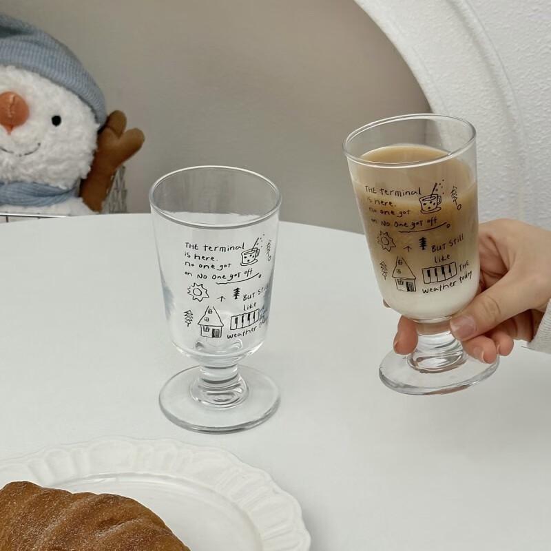 Shuangqi Minimalist Line Art High-Foot Glass Cups