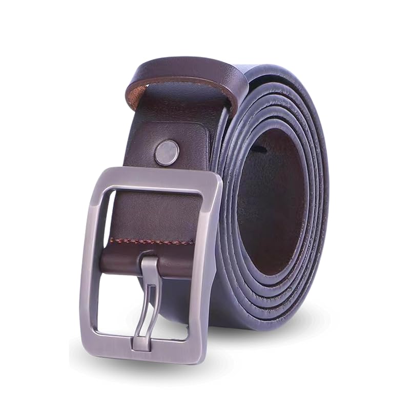 

[MO FACTORY] mens belt big size belt adjustable 120cm business M~XXL suit casual men s For work casual belt (silver buckle/brown belt)