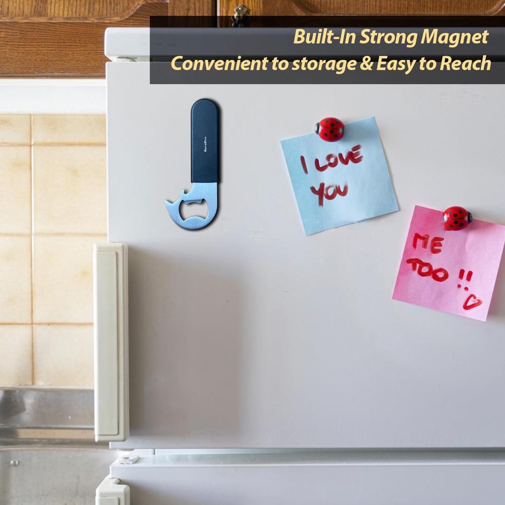 Magnetic 2-IN-1 Ring-Pull Can Opener, Beer Bottle Opener, Manual Can Opener Easy for Seniors, Pet Food, Cat Cans, Beer, Gadgets for People with
