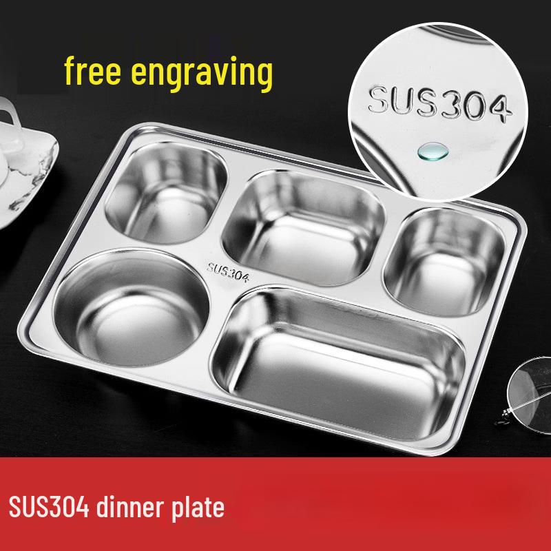 304 Stainless Steel 5-Compartment Divided Dinner Plate