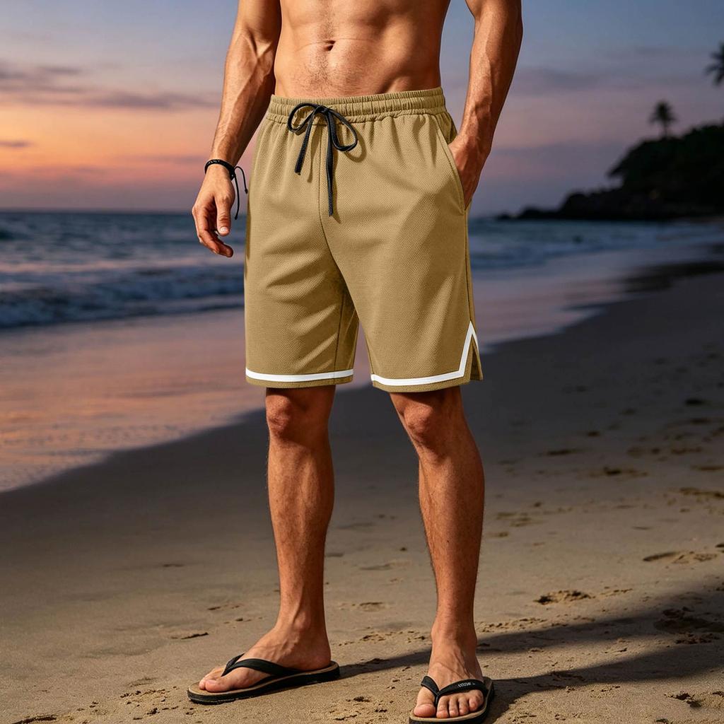 Men's Breathable Mesh Athletic Shorts Lightweight Casual Sportswear with Elastic Waistband and Drawstring for Outdoor Activities and Gym