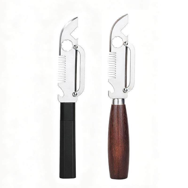 Multifunctional Stainless Steel Peeler With Bottle Opener Nut Cutter Comfort Grip Handle For Kitchen Fruit Vegetable Prep
