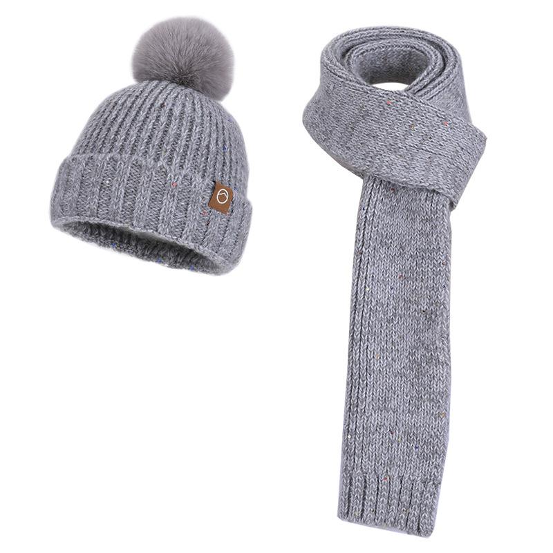Winter Velvet Ear Protector Pullover Hat Women's Cold Protection and Warmth Knitted Wool Hat Wool Hat Scarf Gloves Three-piece Set