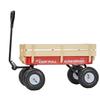 Ziehwagen für Kinder, 101 cm Kleinkind-Wagen mit Holzpaneelen & Griff, Belastbar bis 150 kg, Geländegängiger Nutzanhänger Geburtstaggeschenk für