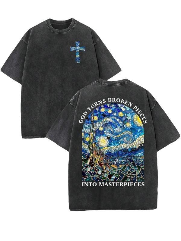 Men s 230 Pure Cotton Retro Washed Short-Sleeve T-Shirt, Double-Sided  GOD TURNS Unisex T-Shirt M