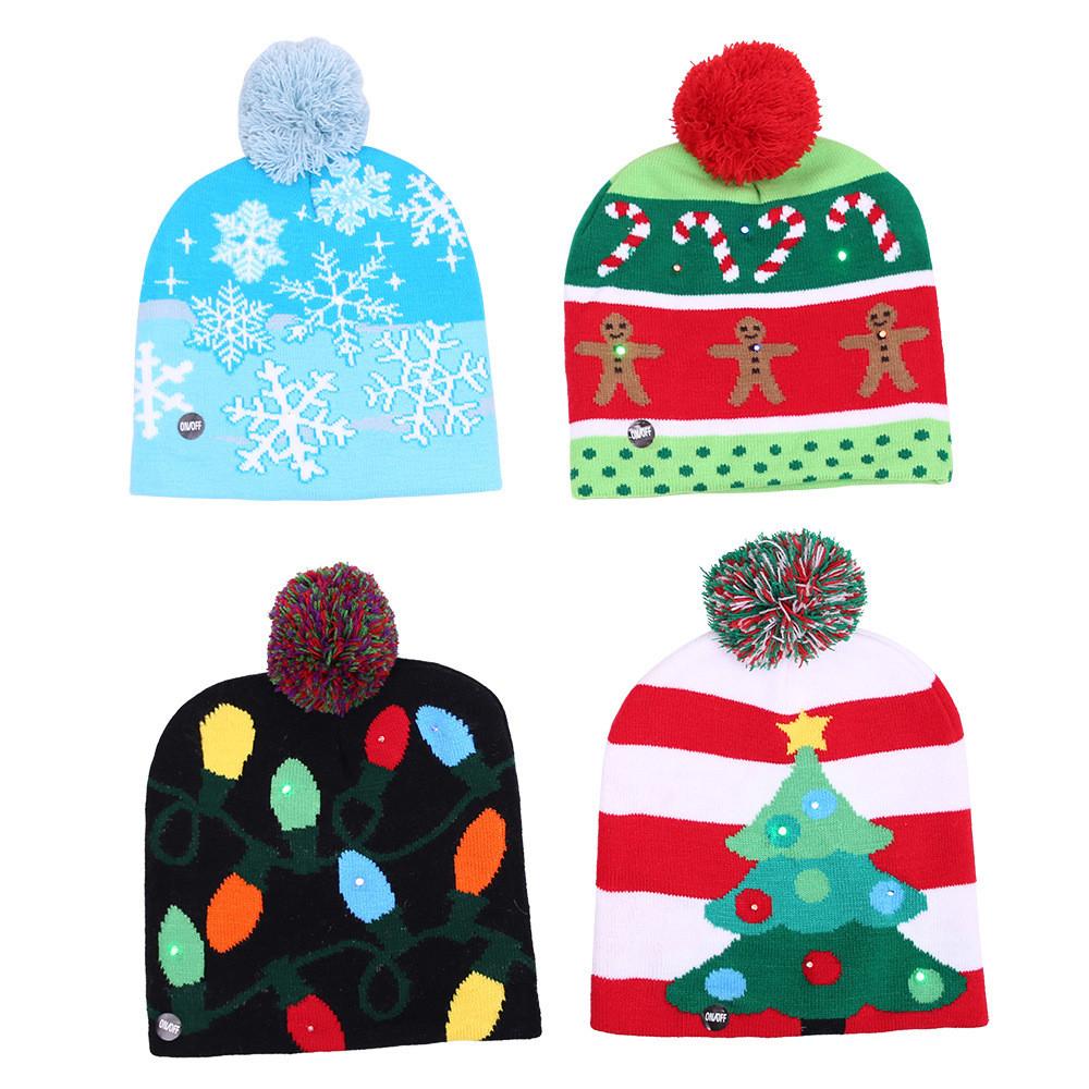 Charming Knitted Led Christmas Hats For Adults And Children Perfect For Christmas Events