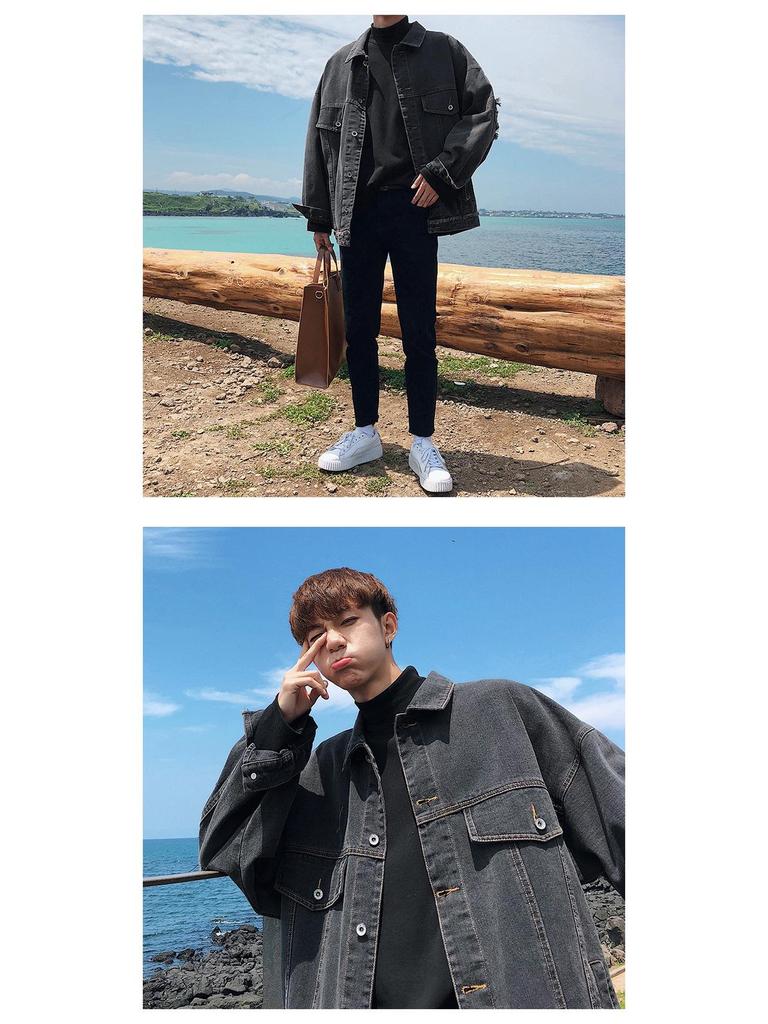 Herren Koreanischer Stil Locker Zerrissene Jeansjacke - Frühling, Sommer, Herbst Trendige Studentenoberbekleidung
