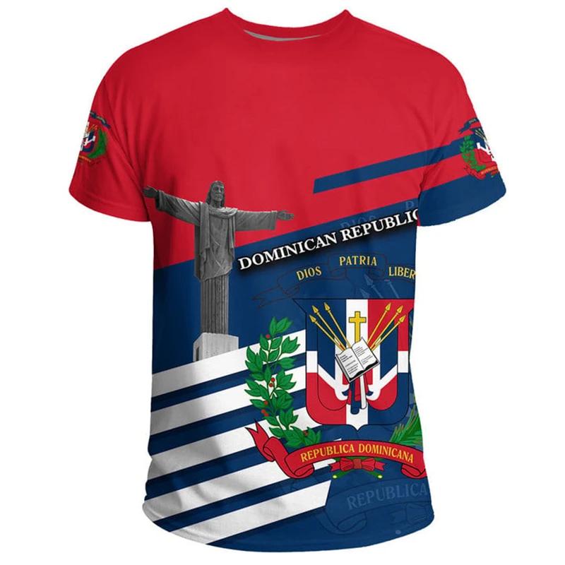 Dominican Republic Flag 3D Print T-Shirt Men's Quick Dry Sports Jersey Baseball Football Soccer Fan Shirt Summer Outdoor Top