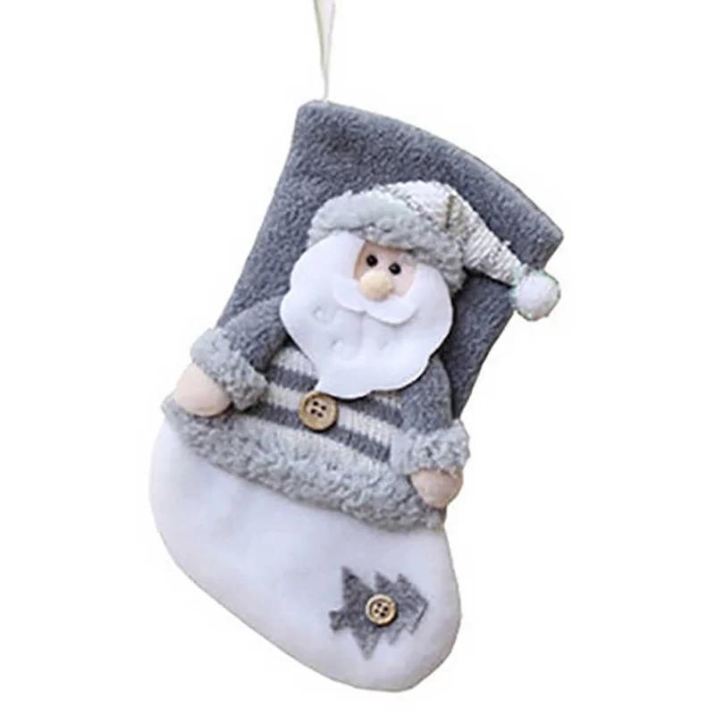 Cute Christmas Stockings Socks Fireplace Hanging Stockings Plush Personalized Home Party Decoration with Snowman Santa Elk Bear