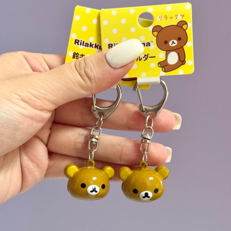 Mini Sanx Rilakkuma Keychain Kawaii Korilakkuma Jingle Bell Backpack Pendant Mount Fuji Cartoon Bear Decoration Bag Charm Gifts
