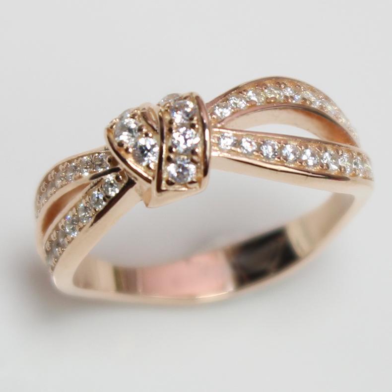 

Новое кольцо из розового золота с бриллиантами для женщин, модное кольцо с бантом No. 10