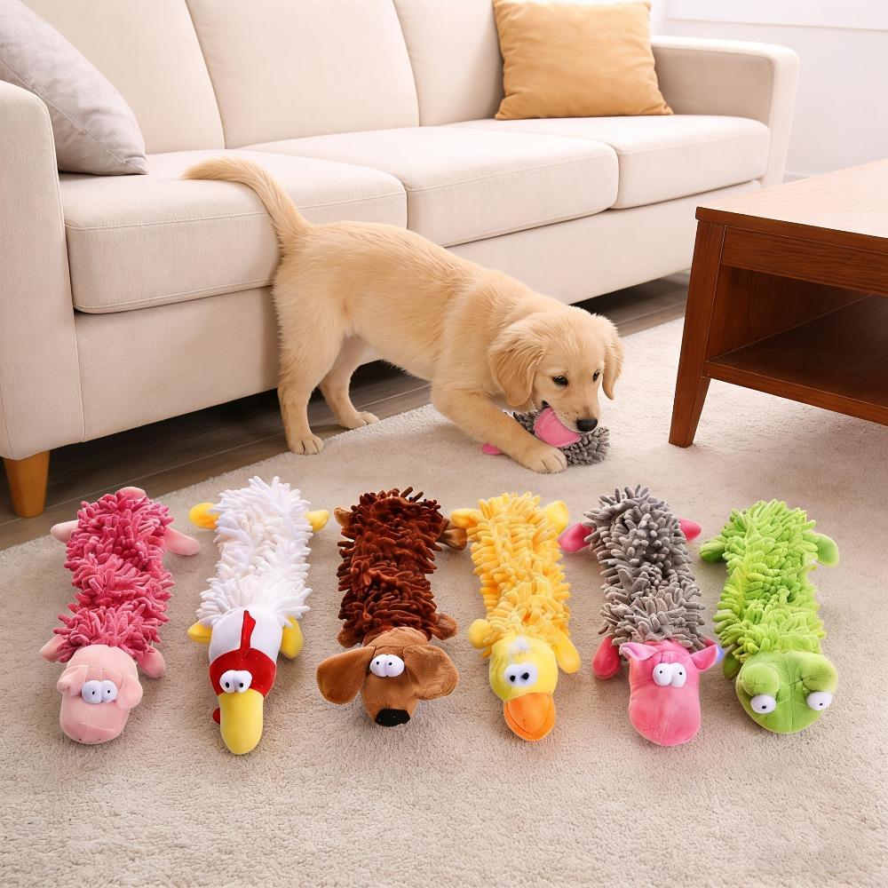 Süße Quietschtiere ohne Füllung für Hunde, Knister-Stofftiere zur Beschäftigung, Zerrspielzeug für kleine, mittlere und große Hunde