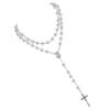652F Catholic Rosary Crystal Beads Necklace with Miracles Medals Crosses Crucifix First Communion Rosary for Women Men