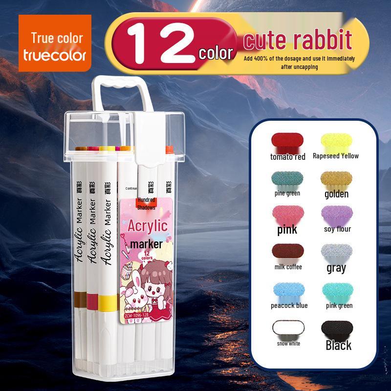 Non-Bleeding True Color Watercolor Marker Pens for Kindergarten Art - Safe & Stackable Acrylic Brushes