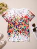 Roupas infantis Menina Camiseta Manga curta 3D Tie-Dye Print Crianças Roupas de verão Casual Desenho animado Gola redonda Roupas infantis Tops