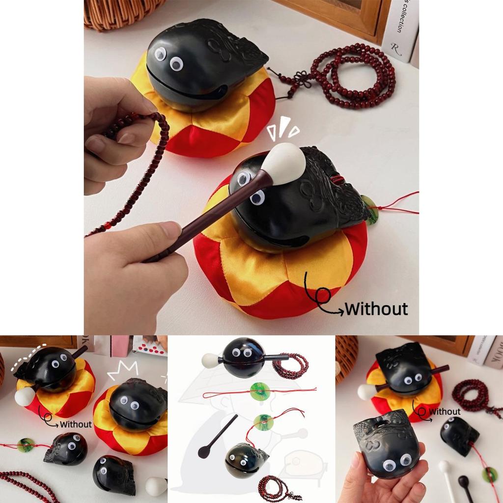 Durable Plastic Stress Relief Toy Wooden Fish With Accessories Perfect For Meditation