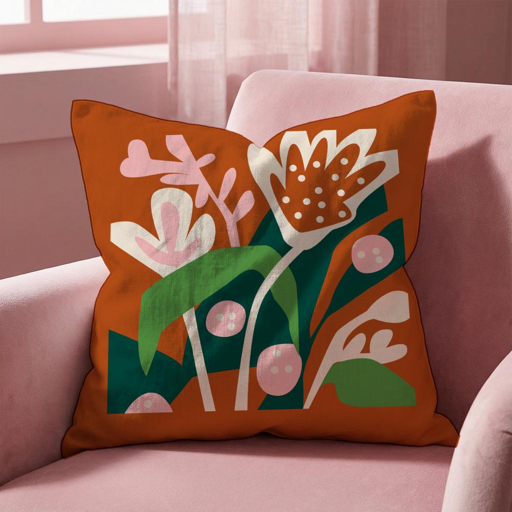 Plants and Flowers Cushion Cover Multi-Scene Pillow Cover for Home & Car - Reversible, Soft & Durable for Daily Use