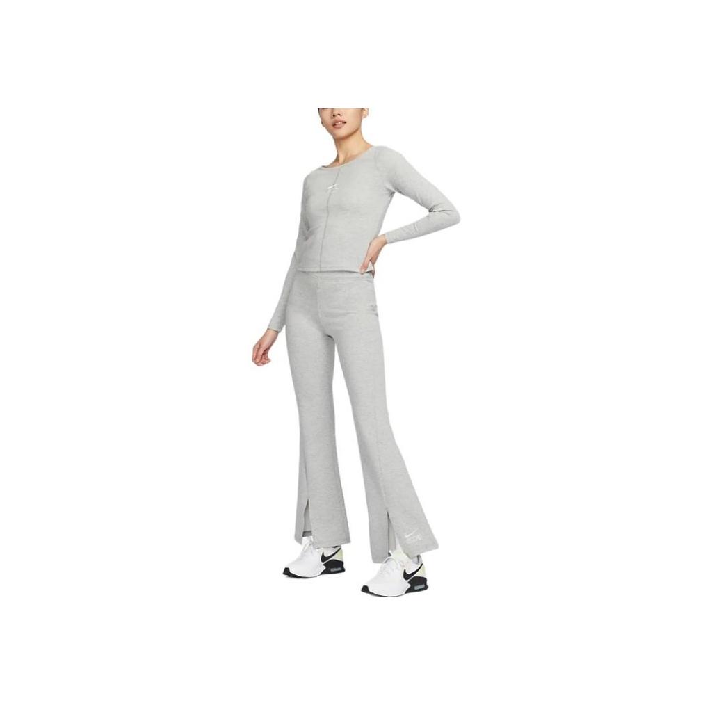 Nike Air High-Waisted Split Solid Color Tight Flare Casual Pants Women Bottoms Dark-Gray Photon-Gray FN1892-063