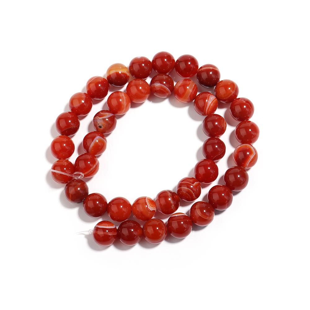 4 6 8 10 12mm Natural Red Striped Agate Beads Round Loose Stone Beads For Jewelry Making DIY Crafts Bracelets Necklace Supplies