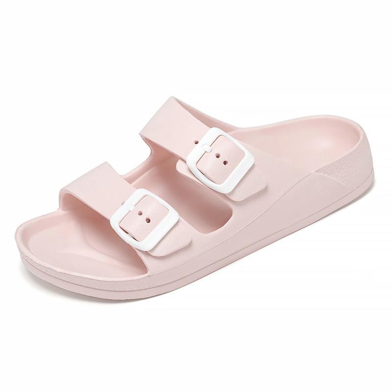 Unisex Double Buckle Slide Slippers Comfortable Non-Slip Sole Lightweight Casual Footwear