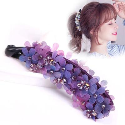 Nuovo fermaglio per capelli fiore in filato Juan clip a banana coreana clip a coda di cavallo schiacciata copricapo con clip a spirale per capelli arrotolati