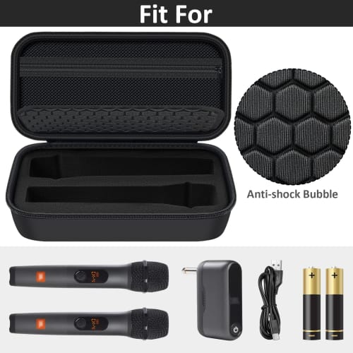 JBL Wireless 2-Mic Microfon Wireless Carcasă/JBL Partybox Microfon Dual Portabil Geantă de Depozitare pentru Călătorie pentru Receptor, Baterie și Alte Accesorii - Bl