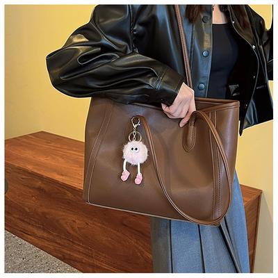 Large Capacity Faux Leather Tote Bag for Women Fashionable Commuter Shoulder Handbag