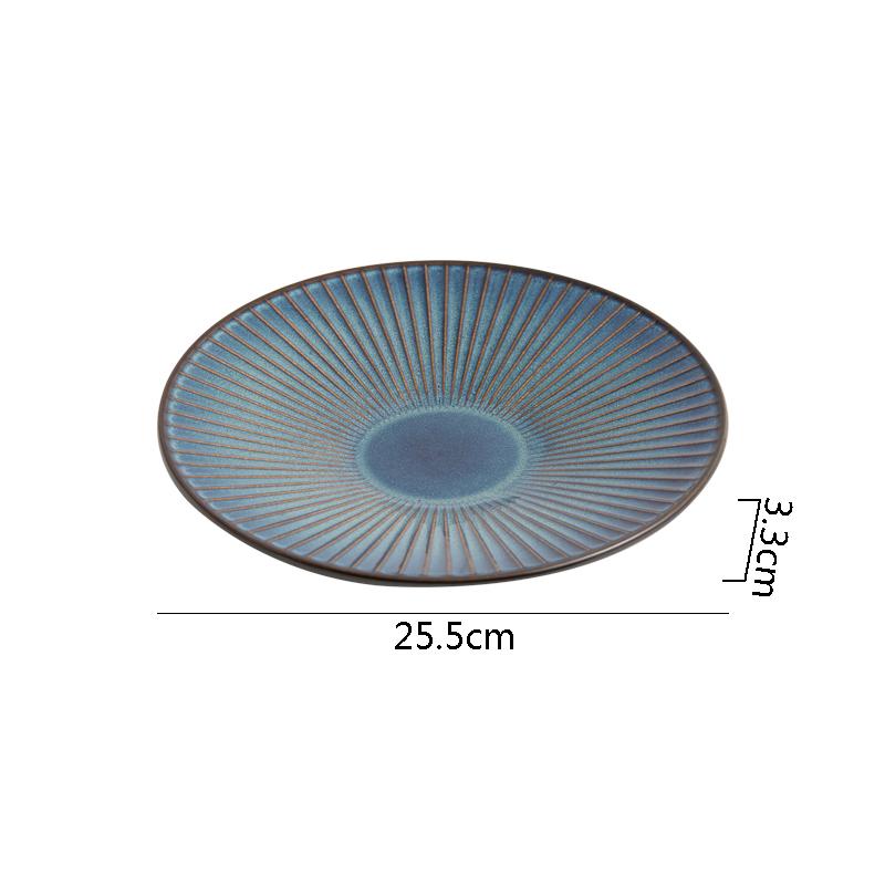 Kiln Changes Striped Ceramic Plate Creative Salad Plate Dessert Plate Italian Noodle Plates Hotel Molecular Cuisine Tableware