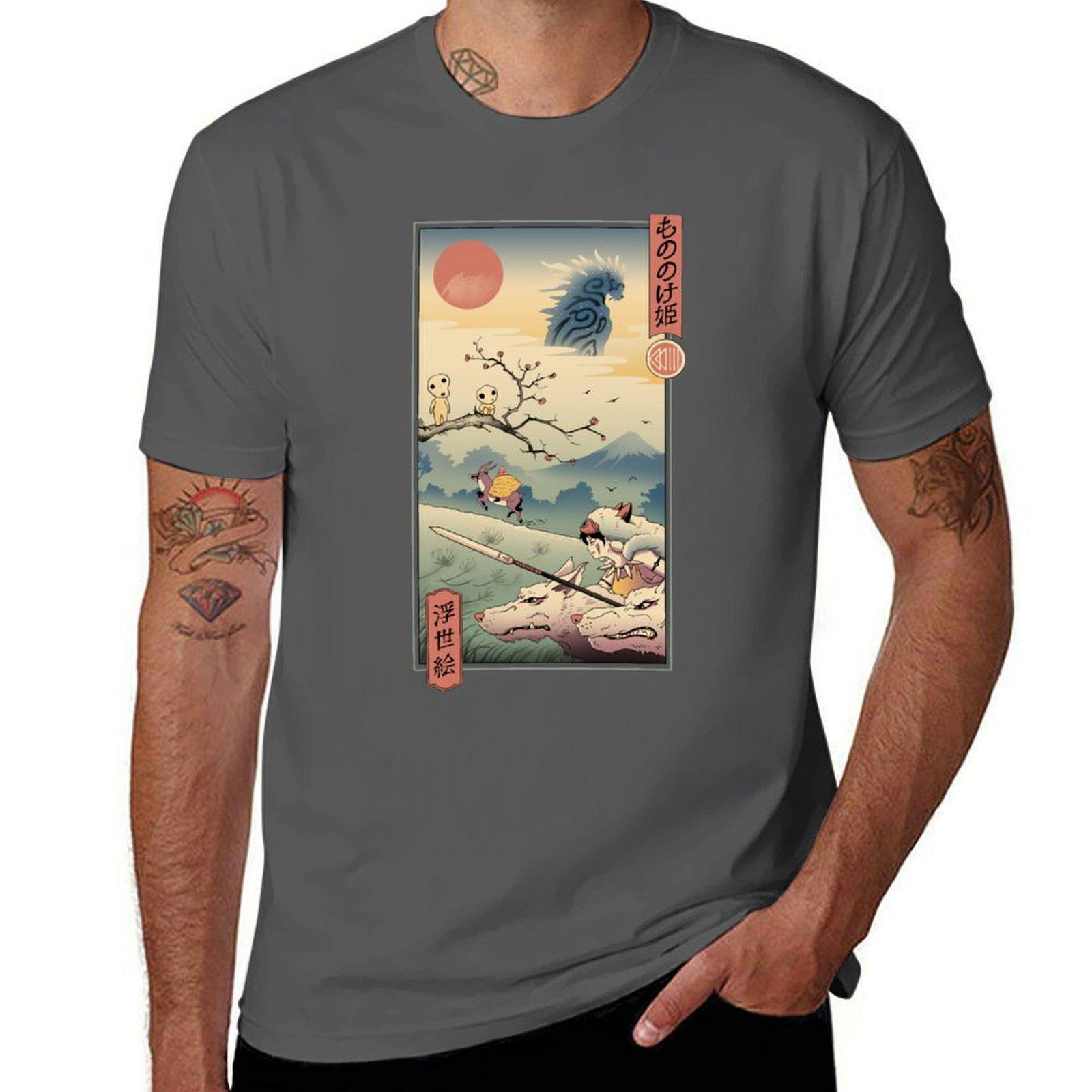 

Wolf Princess Ukiyo e T-Shirt quick drying vintage t shirt for men 4XL