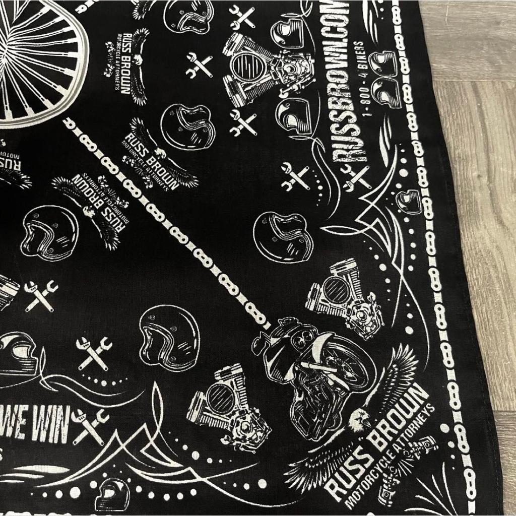Used Vintage Ras Brown Bandana Tattoo Studio Yamada Ren Scarf Harley Motorcycle